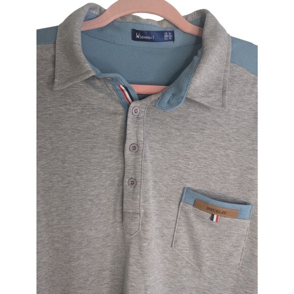 Bundle of Doublju Men's Polo Shirts Short Sleeve Light Blue & Gray Soft Sz XL - Picture 3 of 11